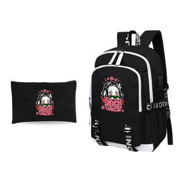Hot Cartoon 2020 Anime Fan Art Gift-Kimetsu No Yaiba Slayer 17inch Unisex School Bags Travel Backpack USB Laptop Bagpack,Waterproof Lightweight Bookbag Daypack for Boys Girls 